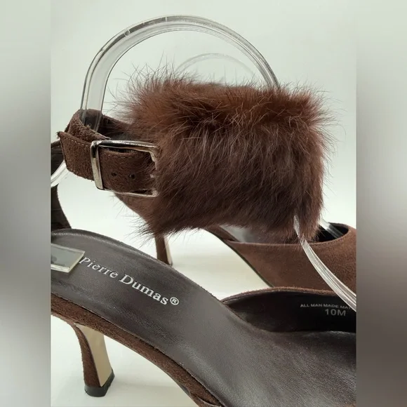Pierre Dumas Carmela Women's Brown Micro Suede Slingback Stiletto Heels Sz 10 - Picture 5 of 16